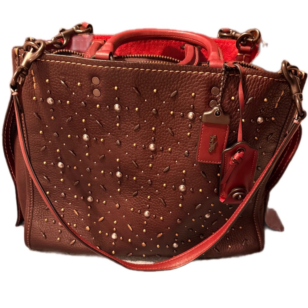 Coach Rogue Prairie Rivets Tote – Dark Red Oxblood Leather